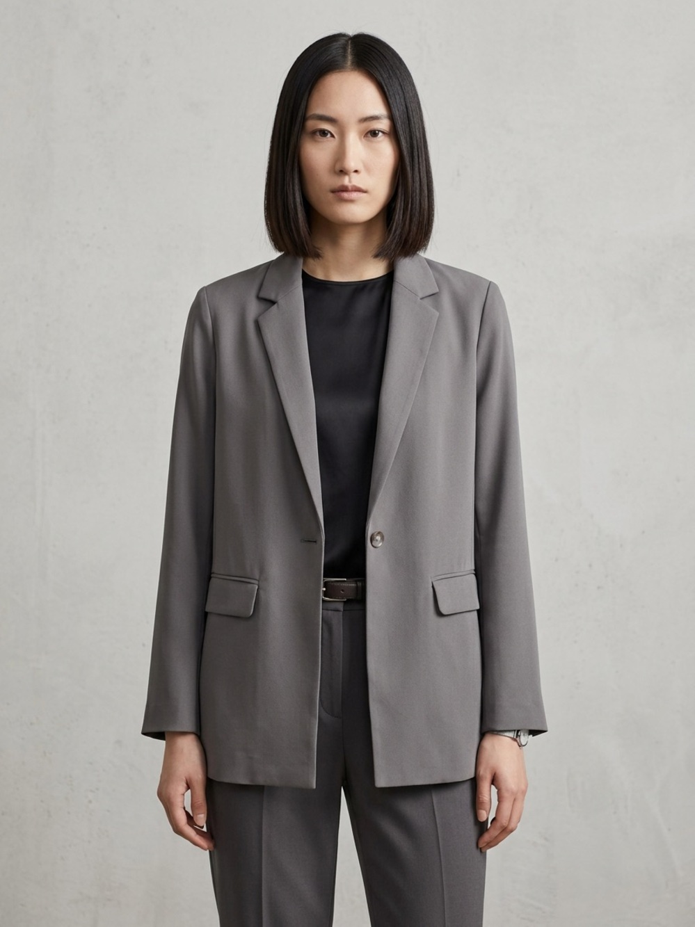 Uniqlo M Single Button Blazer Classic Work Comfort Relaxed Fit Preppy Minimalist